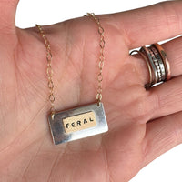 Mixed Metal Nameplate Bar Necklace