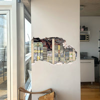 money breaking thru decal in wall
