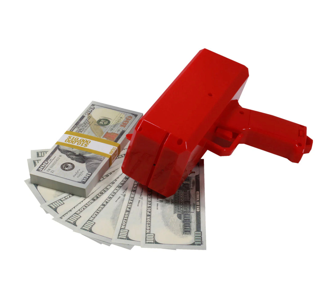 red money gun for party and content creator