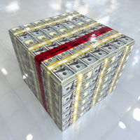 stacks of prop money as a cube table glossy