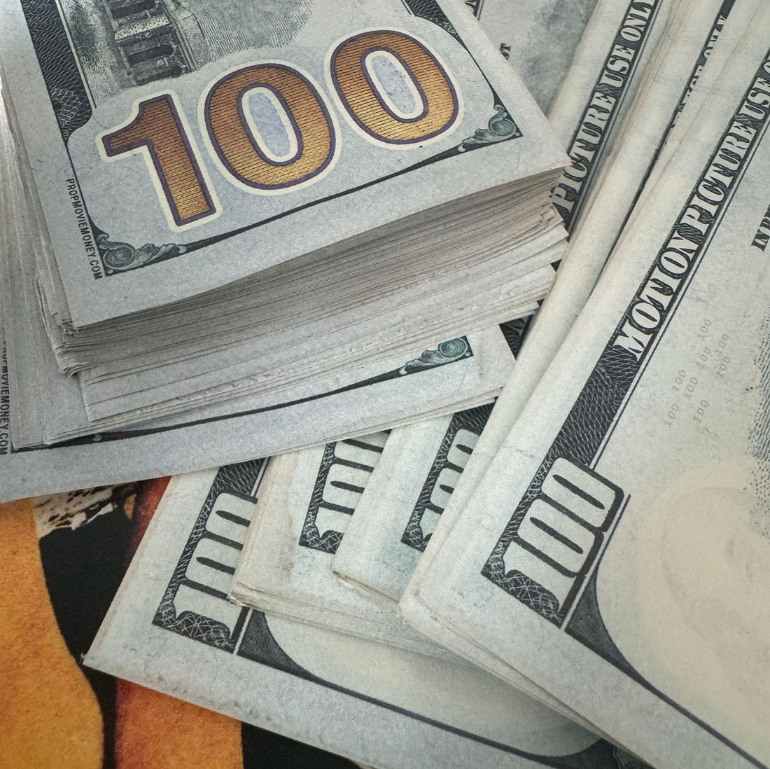 closeup of fake prop money