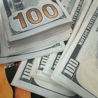 closeup of fake prop money