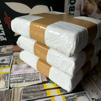 White wrapped movie prop bricks for production