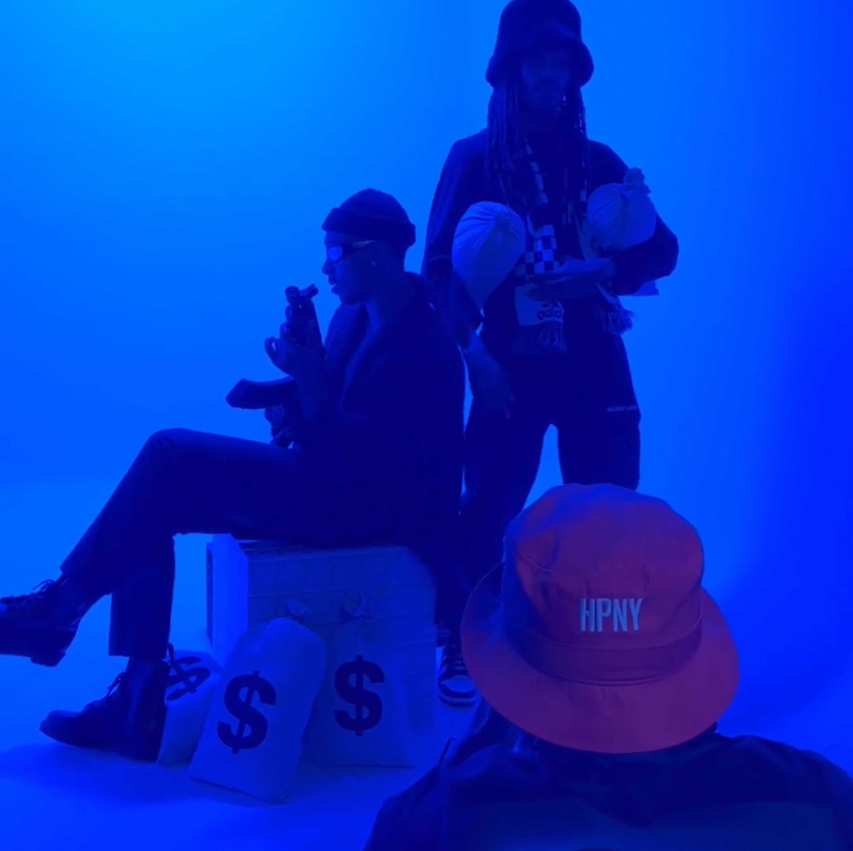 music video production prop money and table