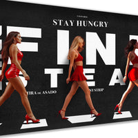 provocative art of women walking metal art black and red