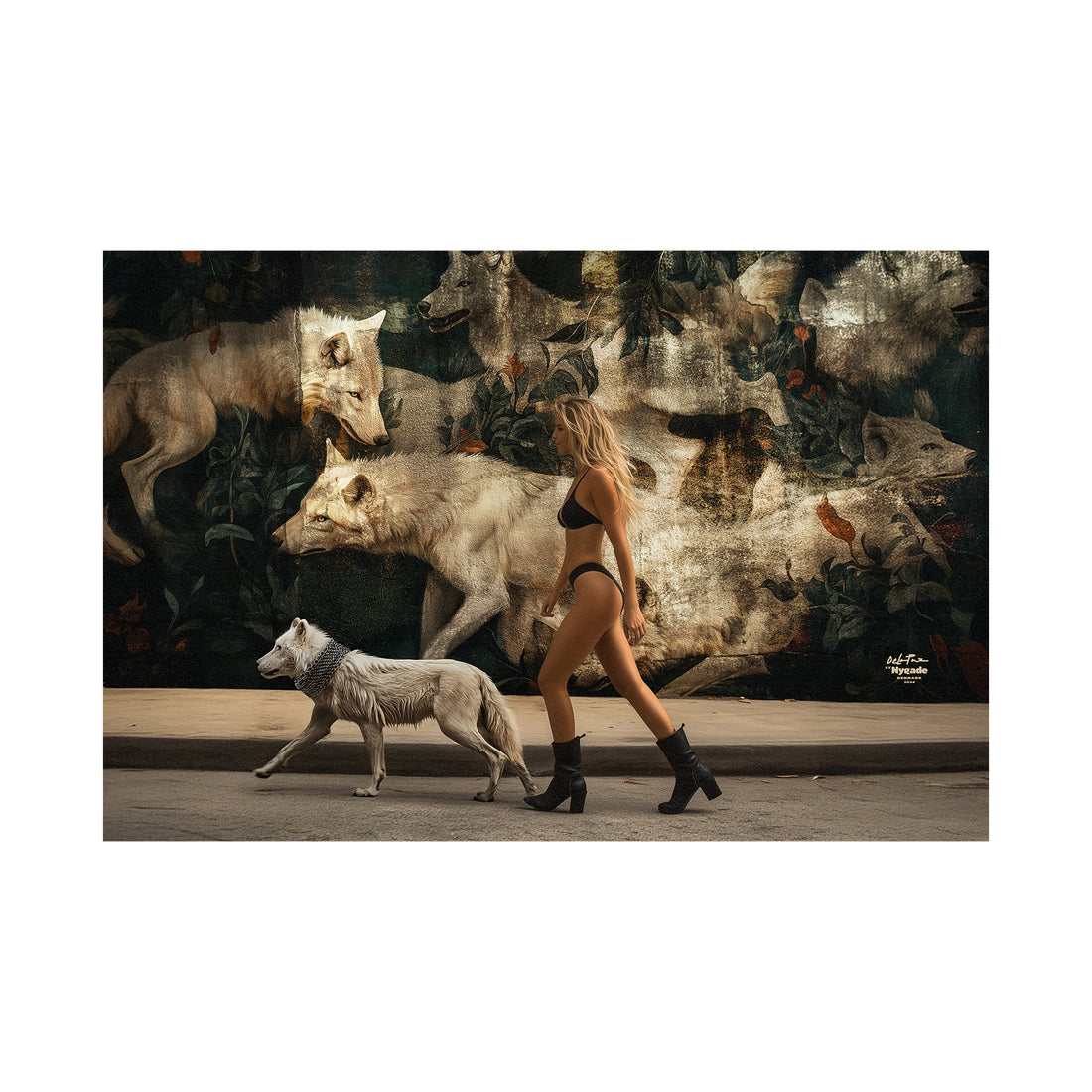 woman and dog walking new york