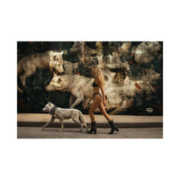 woman and dog walking new york