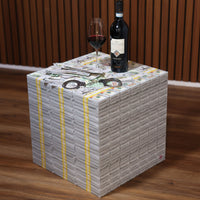 cube of furniture coffee table cube look like money from all sides and a bottle of wine over it