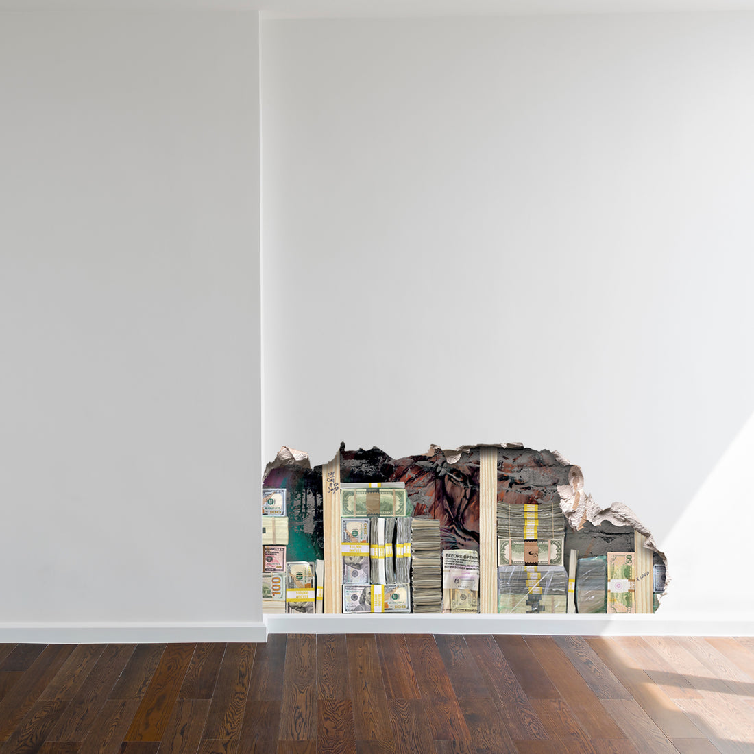 fun money decal on the wall