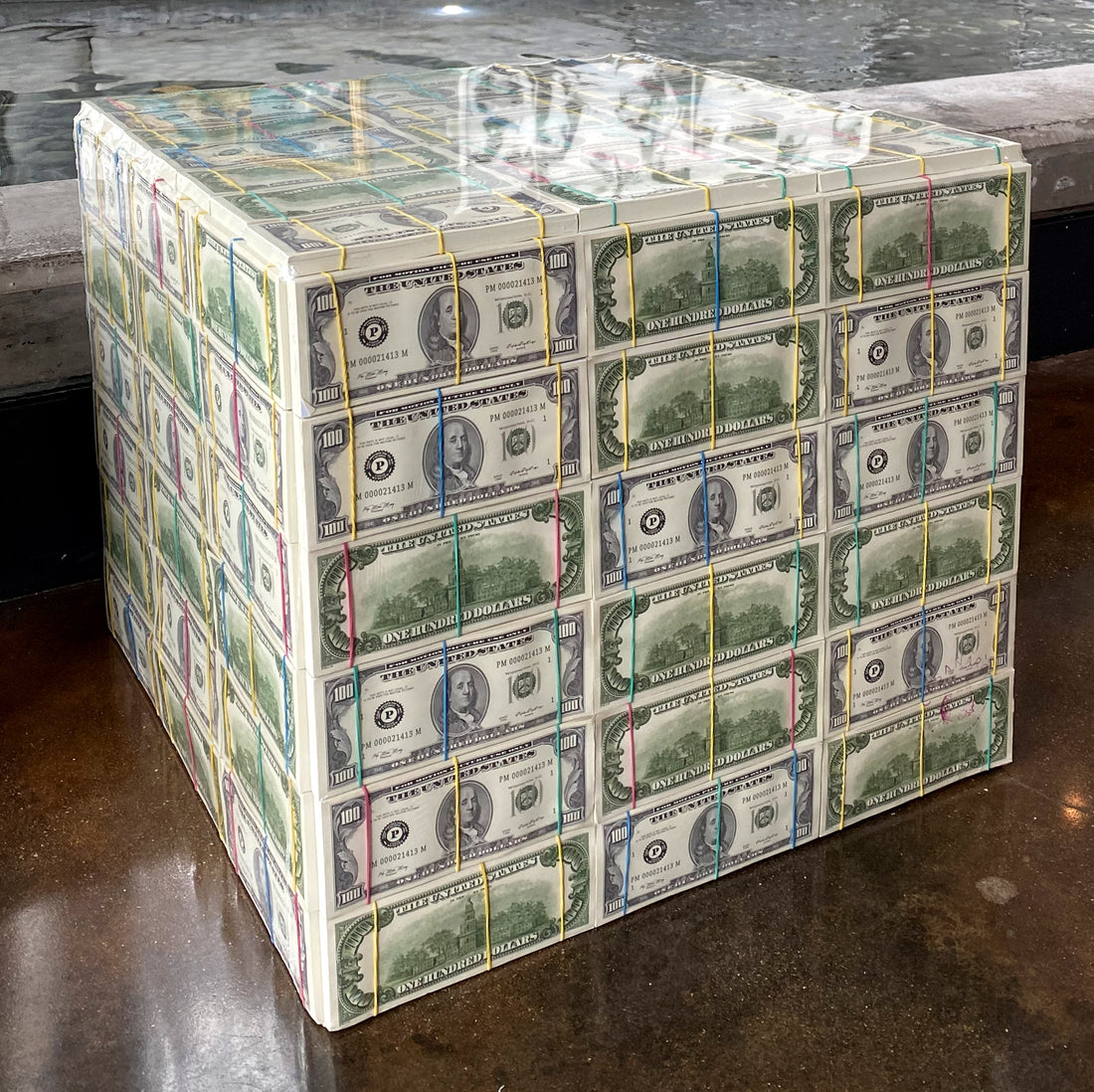 million dollar money table miami vice style using 1980s prop money stacks