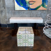 art money coffee center table in industrial loft 