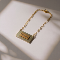 Mixed Metal Nameplate Bar Necklace