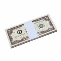 $2 Dollar Bills Prop Money Stack Full Print
