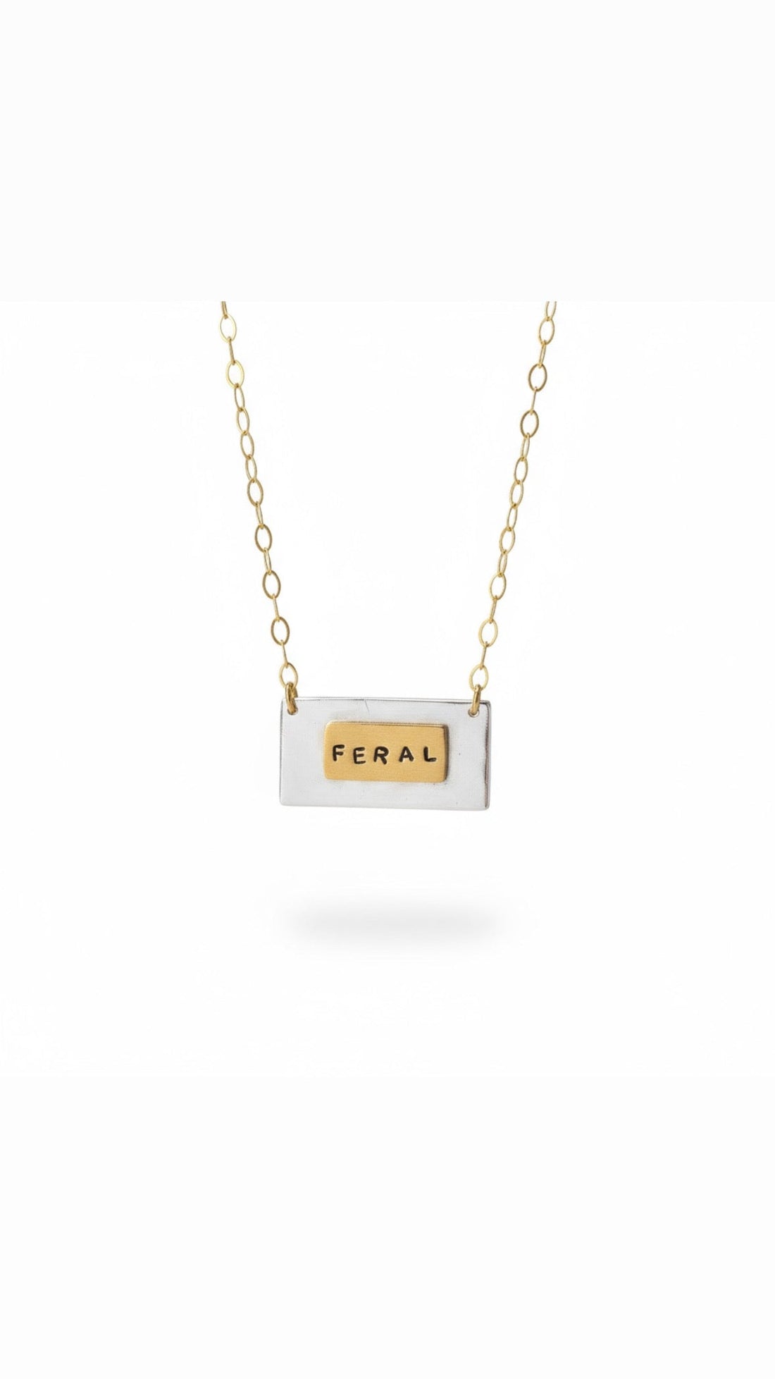 Mixed Metal Nameplate Bar Necklace