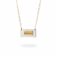 Mixed Metal Nameplate Bar Necklace