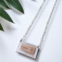 Mixed Metal Nameplate Bar Necklace