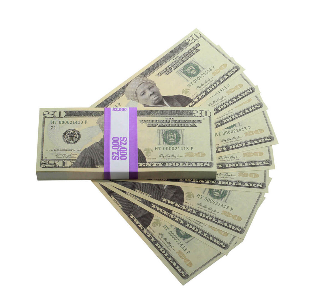 Harriet Tubman $20 Prop Money Full Print Stack