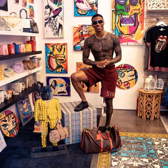 black male model in miami art store