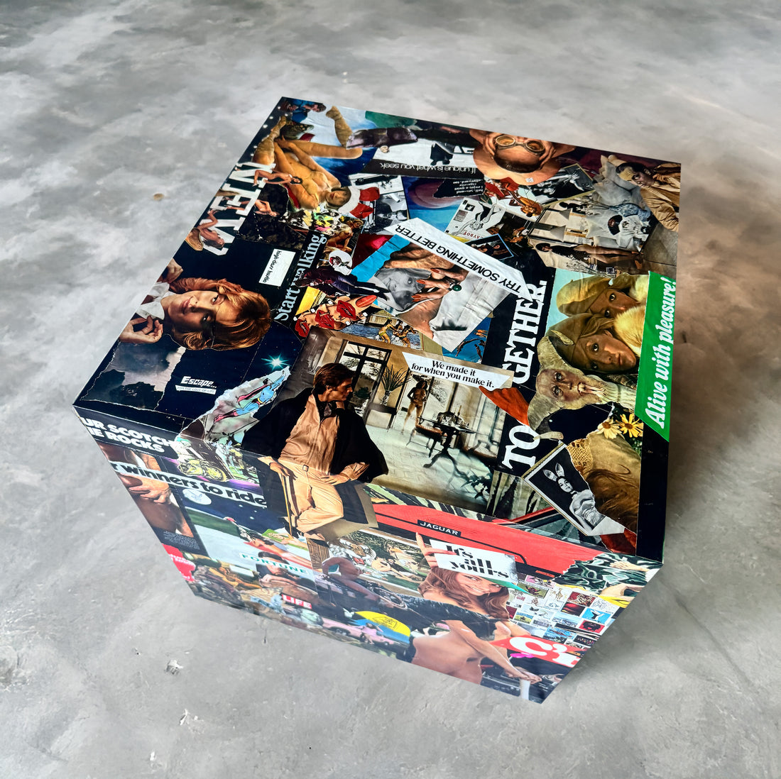 High Class Hustler Cube Playboy Collage Cocktail Table