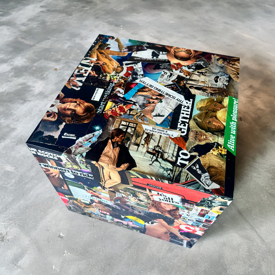 High Class Hustler Cube Playboy Collage Cocktail Table