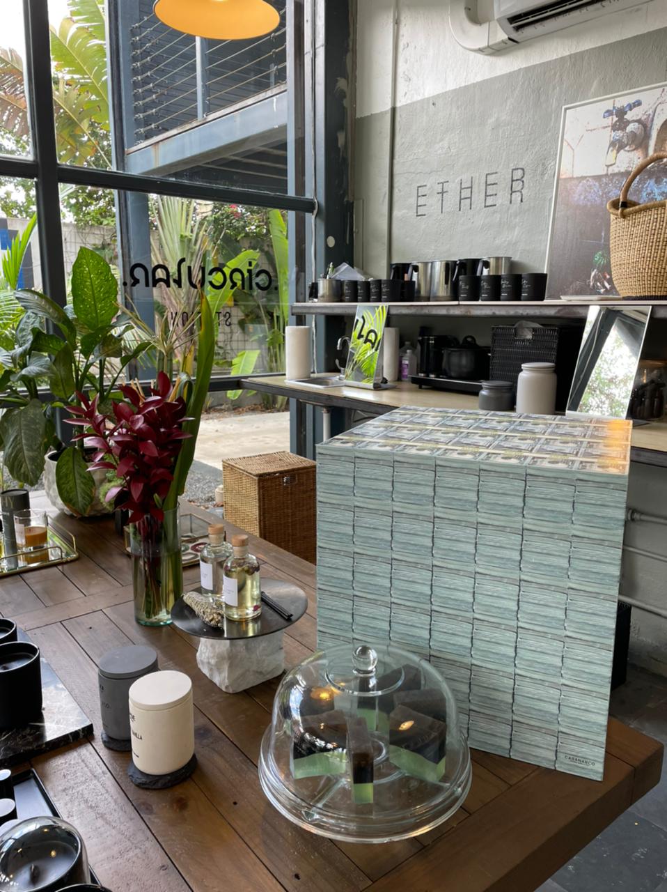 boutique store furniture and candles