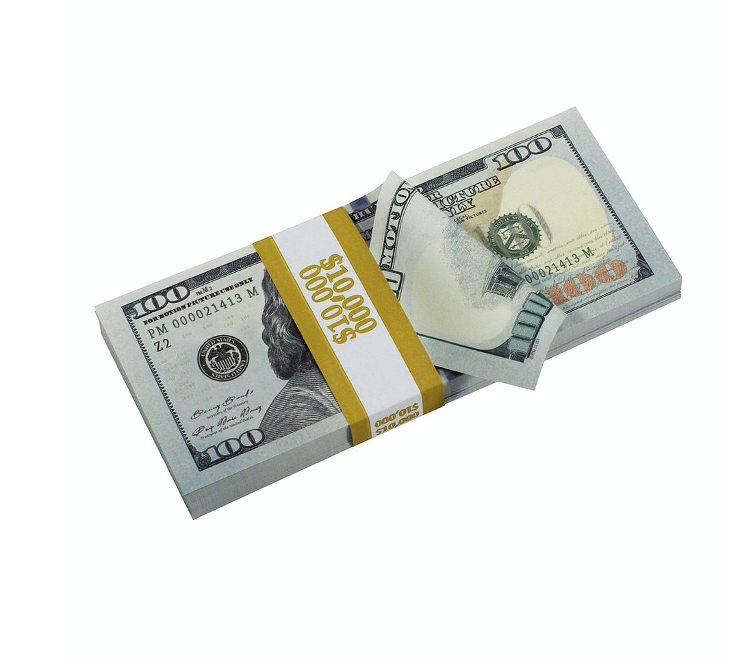 stack of 10 thousand of fake movie money prop