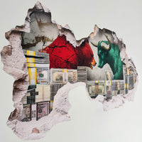 Wall Street Bull vs. Bear Money Wall Decal