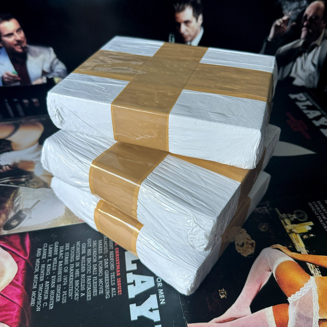 Stacked film-set display bricks for creators
