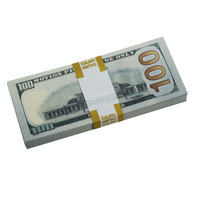 Stack of U.S. hundred-dollar bills on a white background
