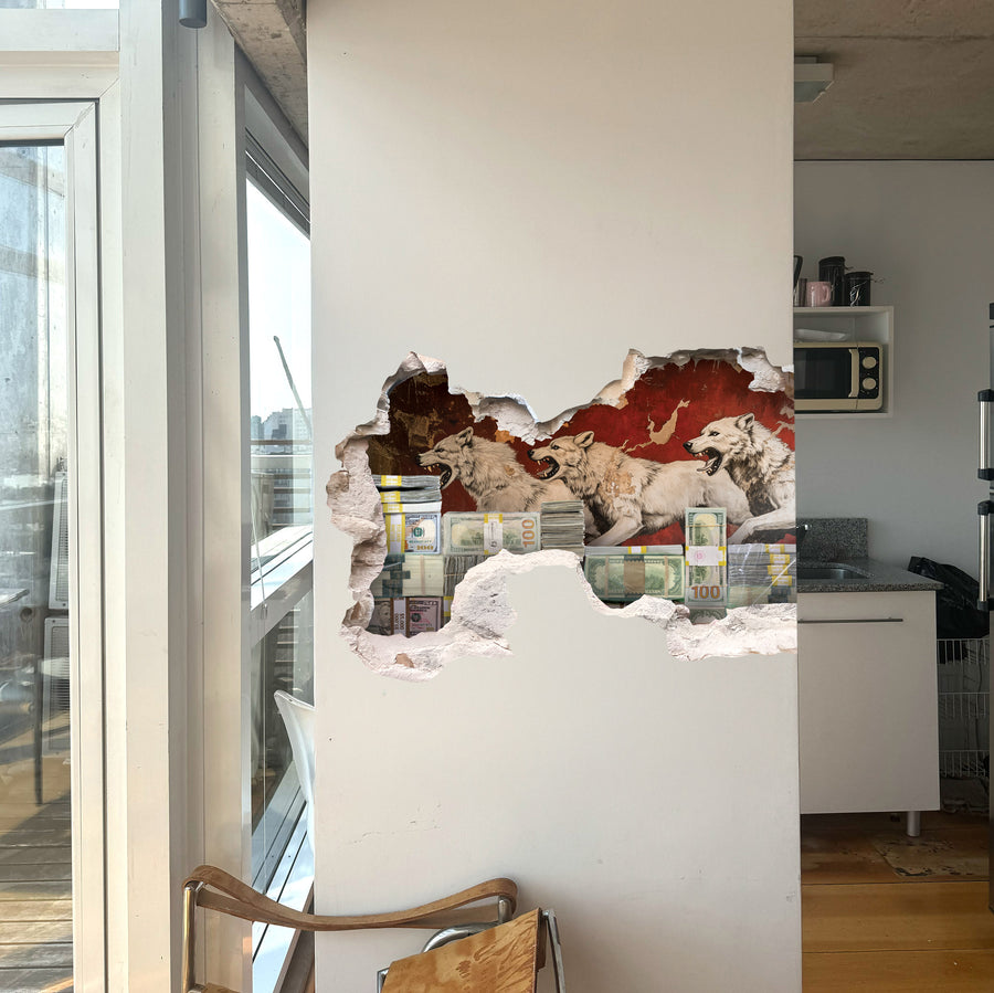 White Wolf Hustle Wall Money Decal - Limited Edition