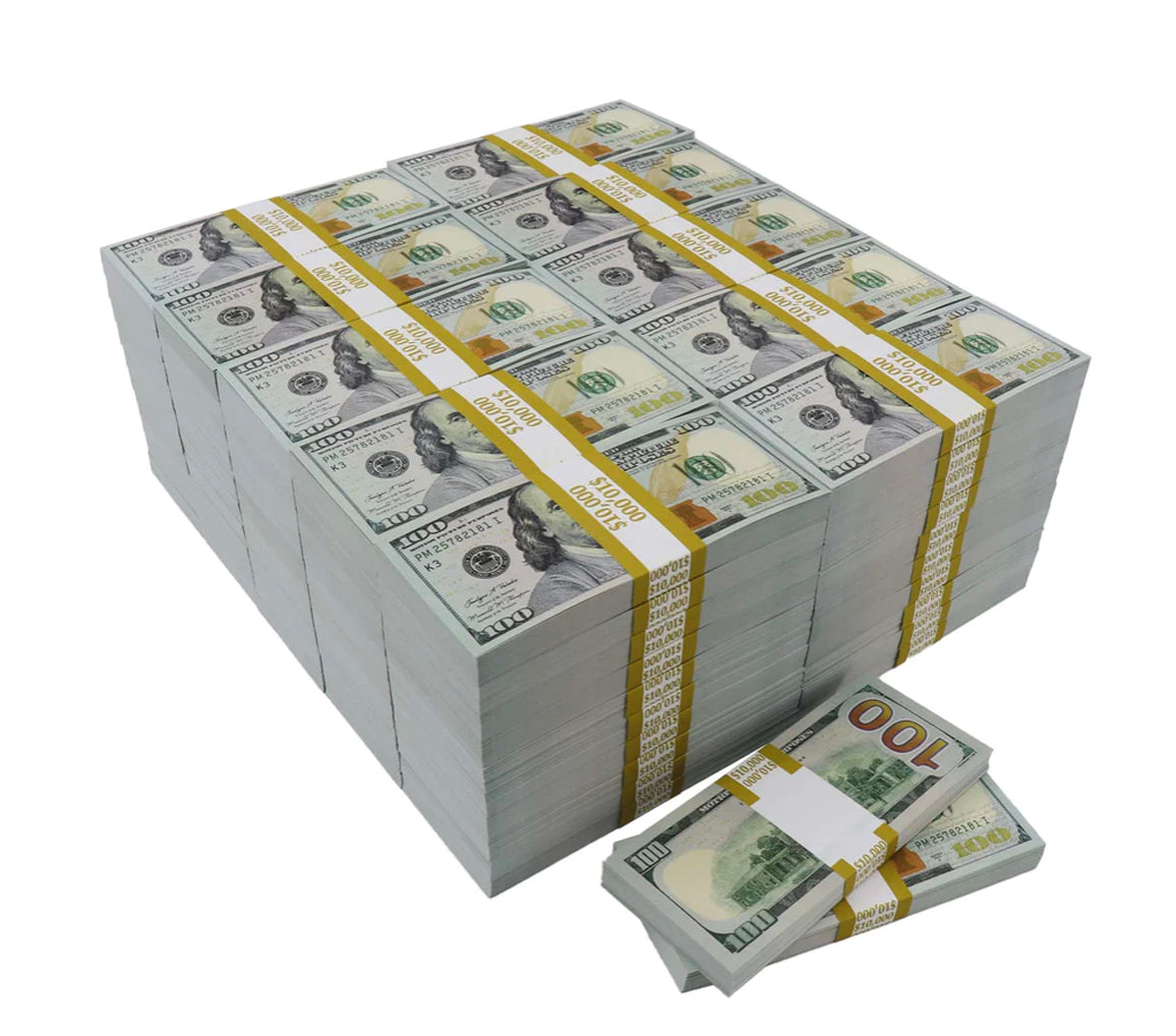 Bulk R1oo Money $1,000,000 New Money Prop Money - Blank Fillers – casanarco