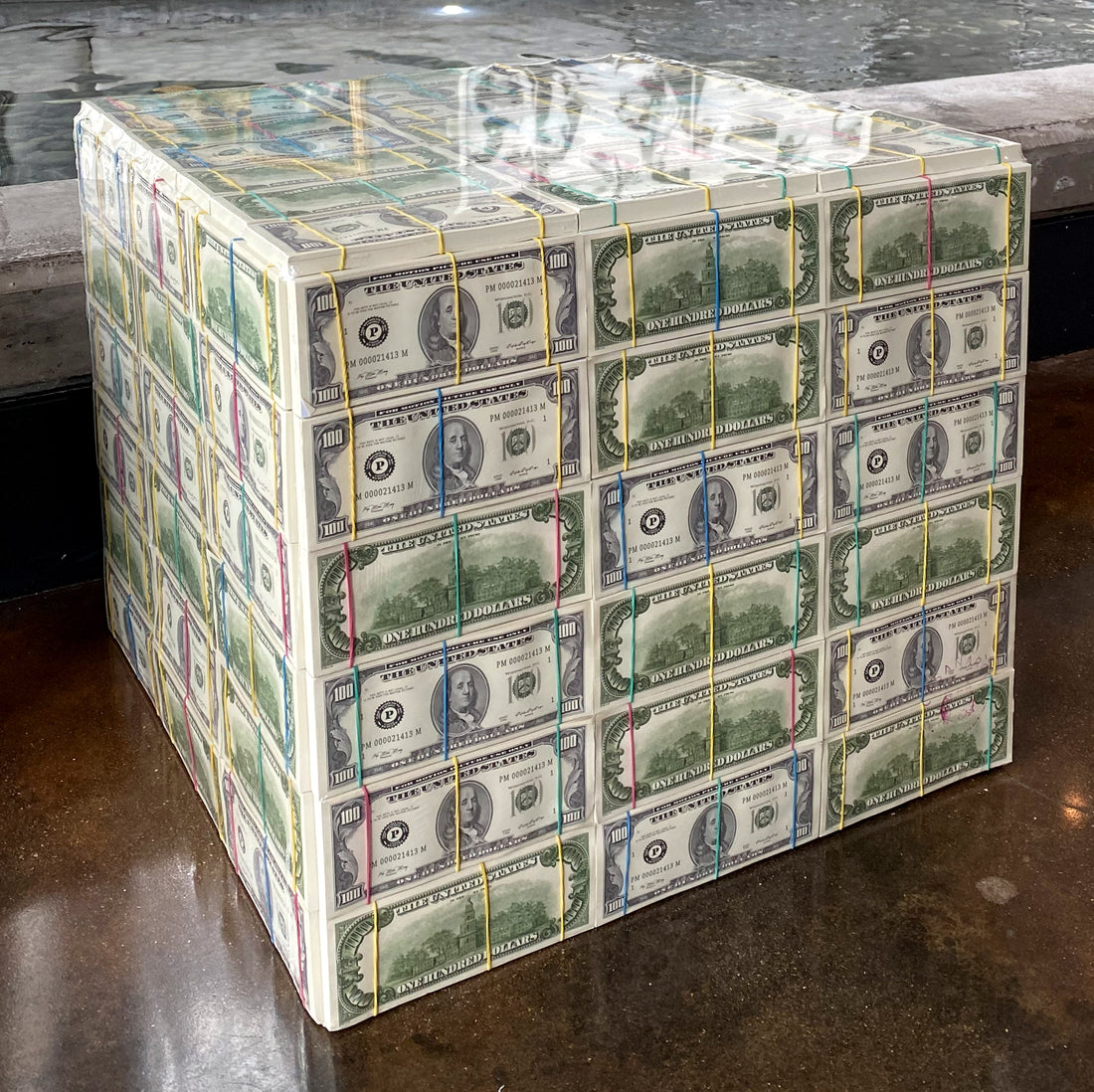 million dollar money table miami vice style using 1980s prop money stacks 